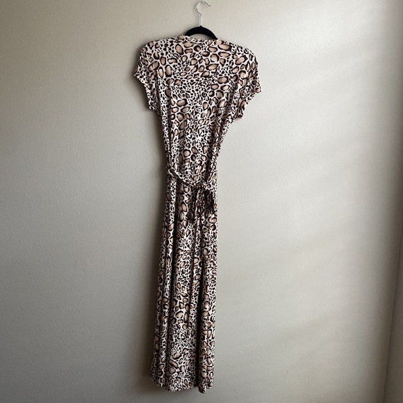 Iman Global Chic Animal Print Leopard High/Low Long Maxi Wrap Dress size L - Picture 6 of 9